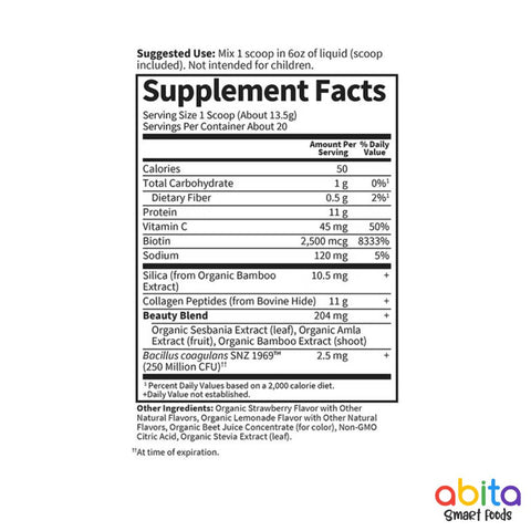 Garden of Life Grass Fed Collagen Beauty Strawberry Lemonade Powder