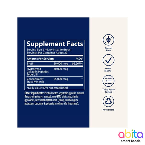 Trace Minerals Ionic Biotin + Collagen Liquid Mineral