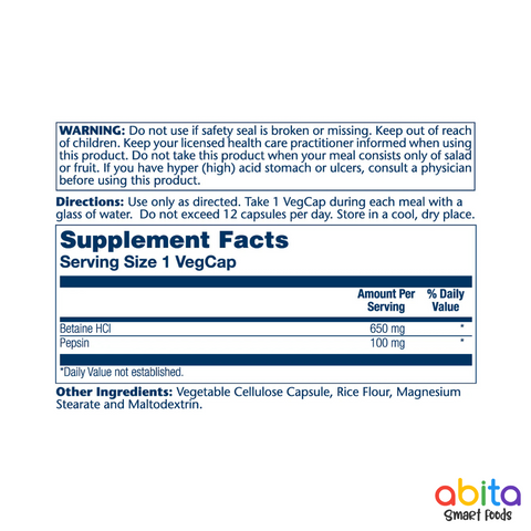 Solaray Betaine HCI With Pepsin