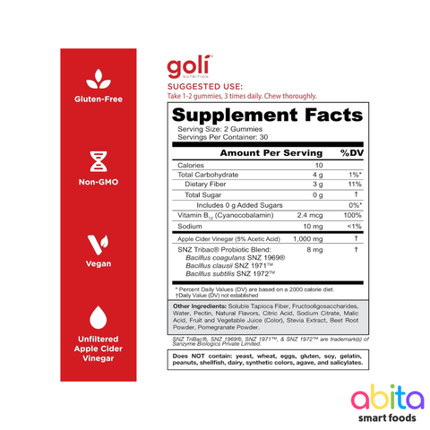 Golí Apple Cider Vinegar Gummies Zero Sugar