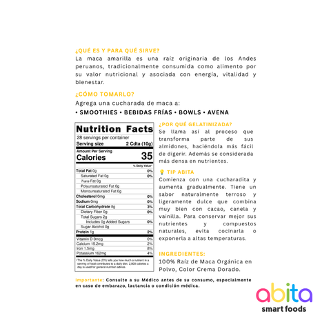 Abita Smart Foods Organic Maca Gelatinized