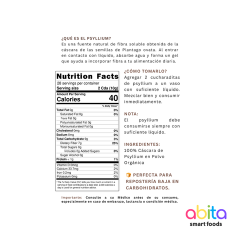 Abita Smart Foods Organic Psyllium Husk