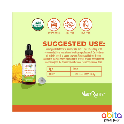 Mary Roots Liquid Mary Ruth's Organic Dandelion Root Liquid Extract – ABITA Smart Foods