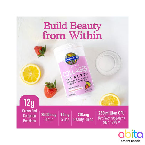Garden of Life Grass Fed Collagen Beauty Strawberry Lemonade Powder
