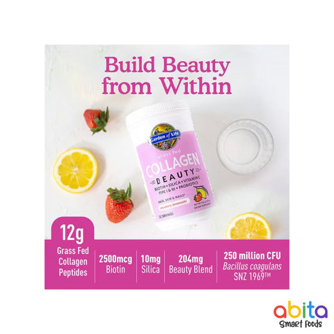 Garden of Life Grass Fed Collagen Beauty Strawberry Lemonade Powder