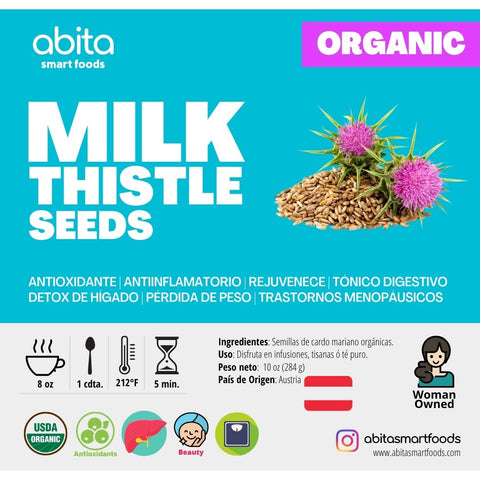Abita Smart Foods Organic Milk Thistle Seeds (Cardo Mariano)